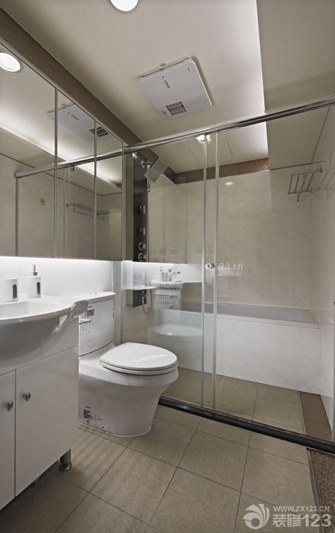70平方家装卫生间玻璃隔断墙效果图 