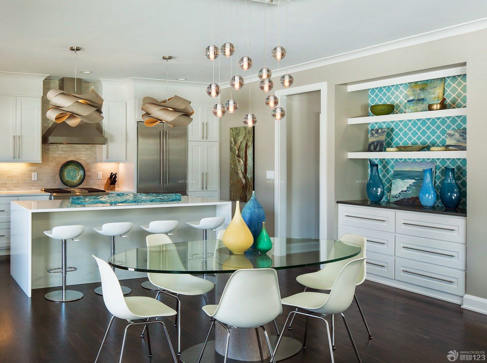 现代简约风格130平米室内厨房装修设计效果图大全2023