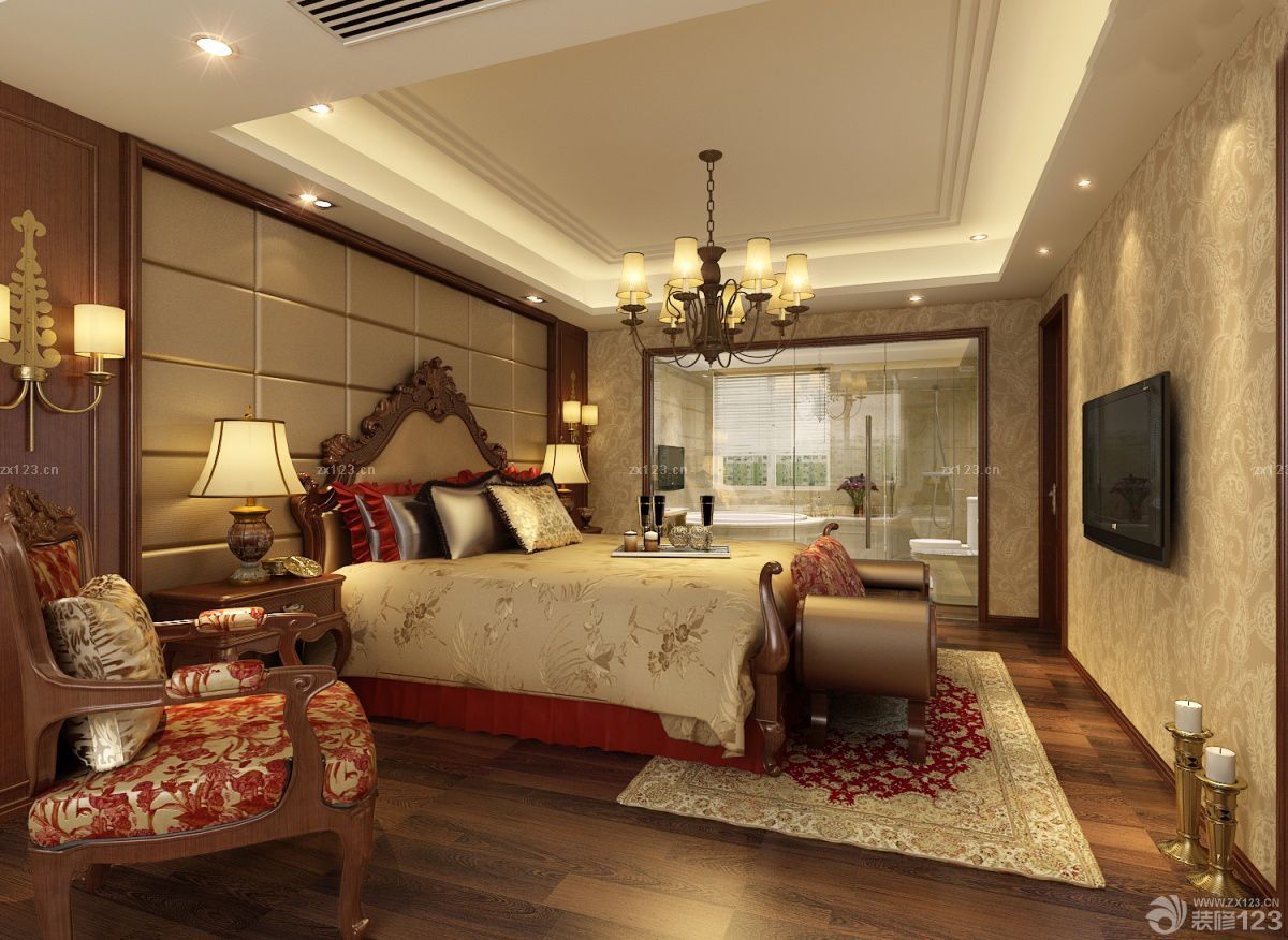 美式风格130平米卧室装修效果图大全2025