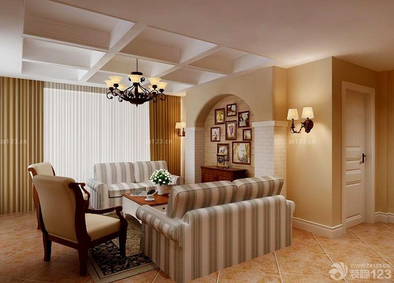 欧式110-120平米室内客厅装修图片大全2025