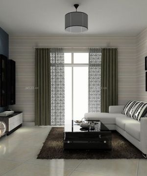 最新110平米三室一厅简约美式家具装潢图