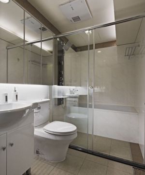 70平方家装卫生间玻璃隔断墙效果图 