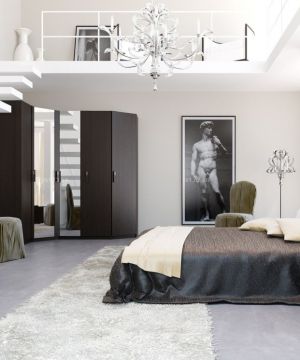 简约风格130平米跃层室内主卧室装修图片2025