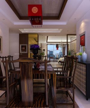中式餐厅实木餐桌椅子设计效果图欣赏