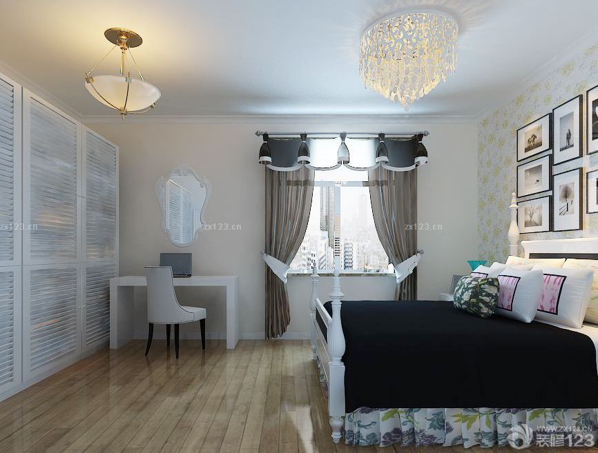 最新三室两厅90平房子美式风格卧室设计图片