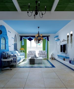 最新地中海风格小户型80平米两室两厅装修效果图片