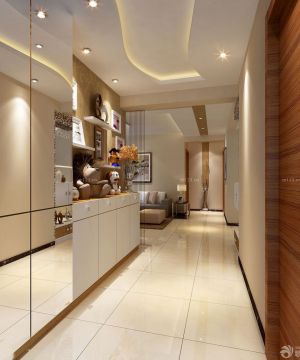 最新现代中式风格130平米客厅过道隐形门装修图片2020