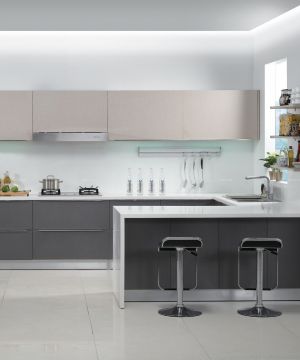 简约风格130平米家装 厨房吧台实景图片大全