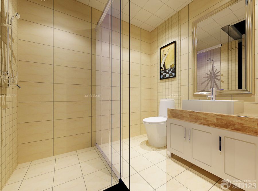 100平米两室两厅户型简约卫生间装修设计图片欣赏