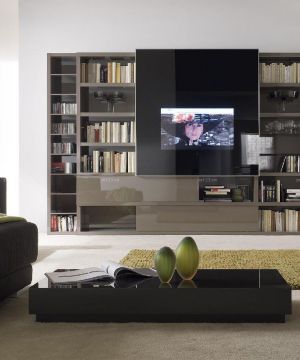 2025最新现代混搭风格130平米三室一厅书柜图片大全