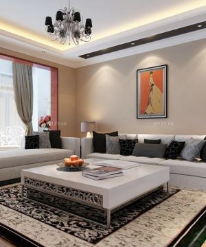 100平米两室两厅户型简约客厅地毯装修效果图欣赏