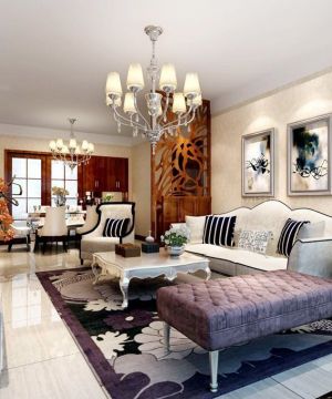 100平米两室两厅户型简约组合沙发装修设计效果图