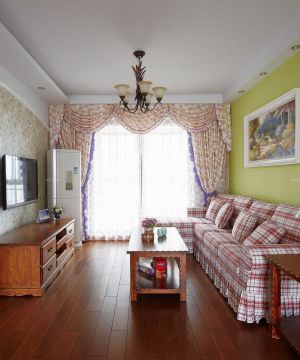 美式田园风格80平米2房2厅小户型客厅沙发效果图欣赏