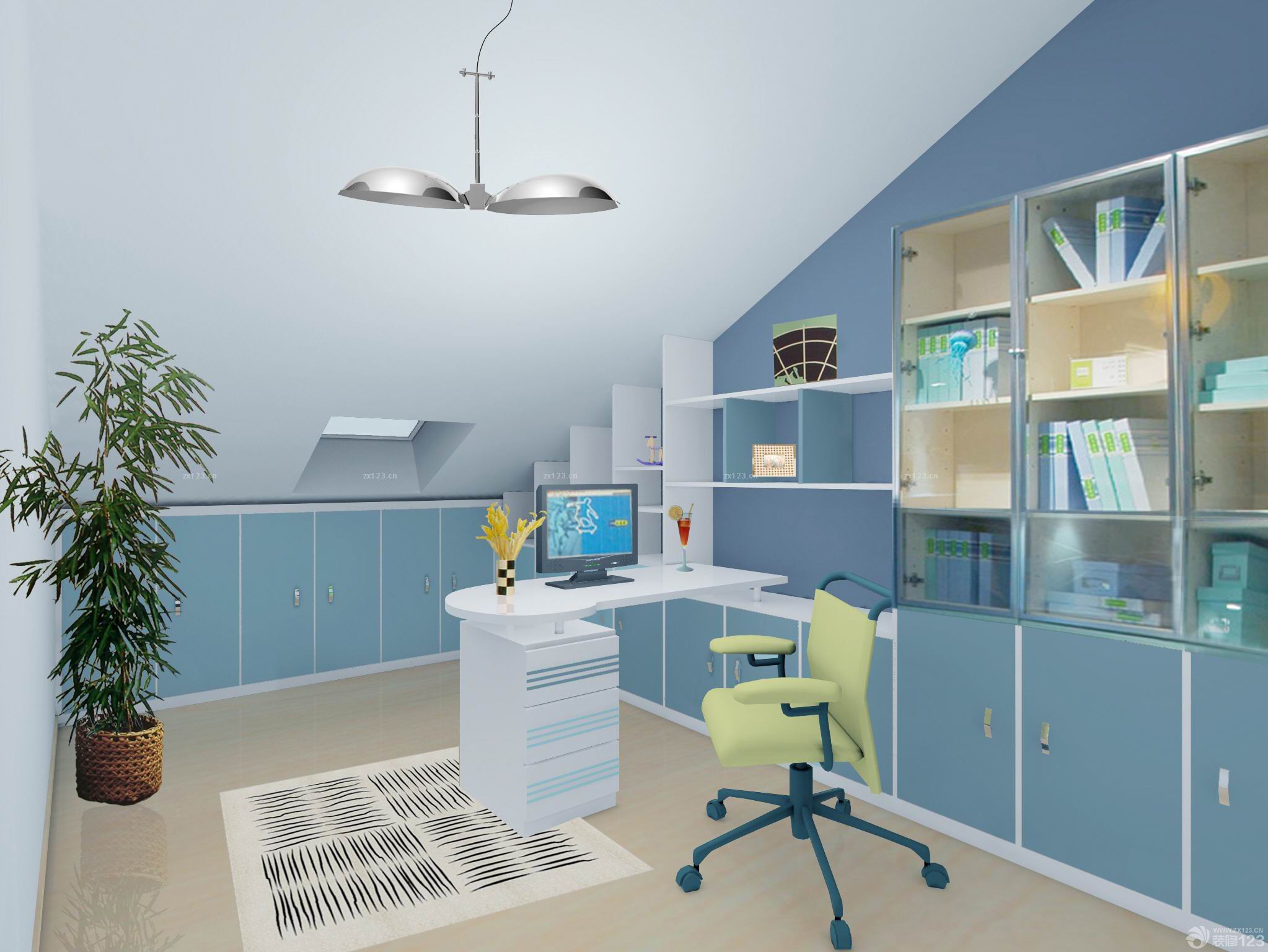 最新简约风格130平米室内书房装饰实景图