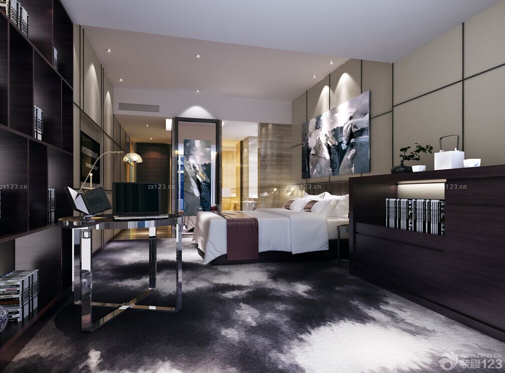 2025卧室兼书房组合书柜装修案例大全