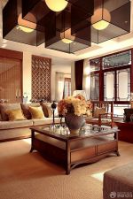 2025新中式风120平方三室一厅客厅装修图