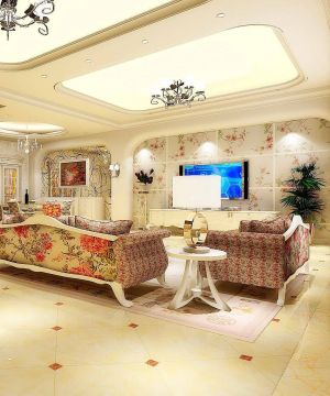 温馨田园混搭风格130平米新房吊顶设计图片大全2025