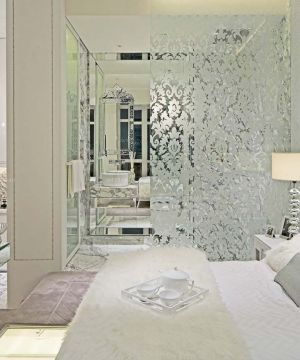 时尚创意60平房屋艺术玻璃隔断效果图片大全