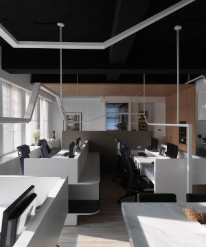 最新80平米办公室桌椅摆放装修设计效果图