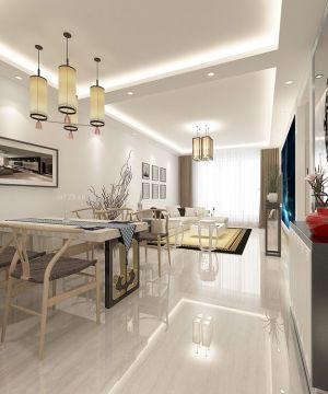 2025客厅餐厅一体艺术吊顶装修效果图片 