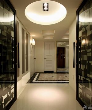 黑白时尚120平米房屋玻璃推拉门装修效果图片