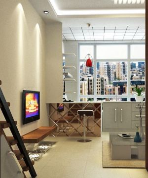 最新90小户型跃层现代风格电视墙装修图片