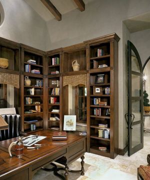 美式复古混搭120平米家装书房设计样板房