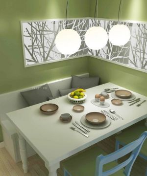 最新现代100平米餐厅绿色墙面装修效果图片
