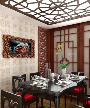 中式家装100平米餐厅设计装修图片欣赏