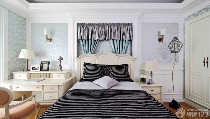 床头背景墙窗帘布艺装修效果图欣赏2025