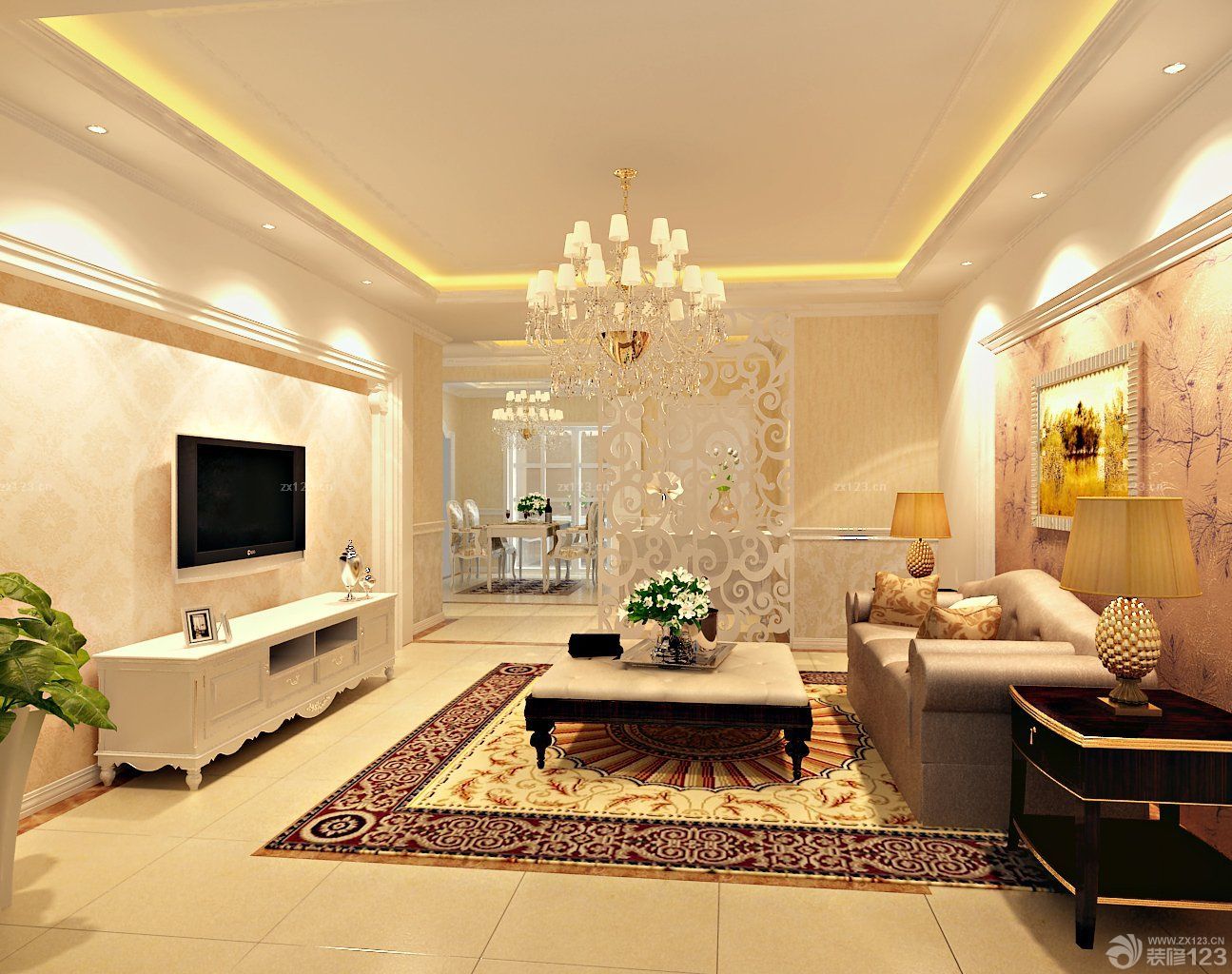 90平米房屋简欧风格隔断装修设计效果图片欣赏