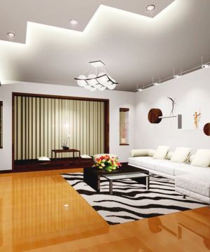 90平米三房两厅客厅艺术吊顶装修效果图片欣赏