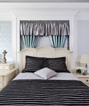 床头背景墙窗帘布艺装修效果图欣赏2025