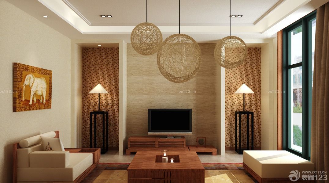 最新东南亚风格80平米3室1厅室内设计装修效果图