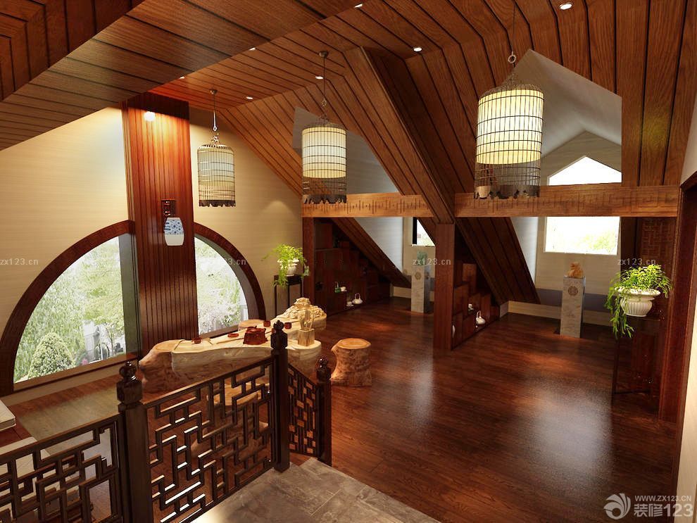 阁楼书房根雕茶几装修效果图大全