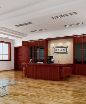 80平米办公室浅黄色木地板装修效果图