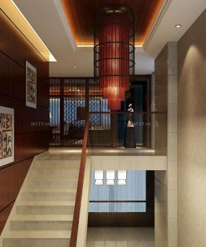 2023最新中式家装自建房楼梯设计效果图片