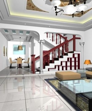 新中式风格自建房楼梯样板间设计图片
