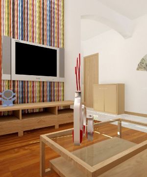 家装90平米日式客厅电视墙装修效果图