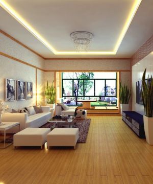 最新90平米日式客厅原木地板装修效果图片