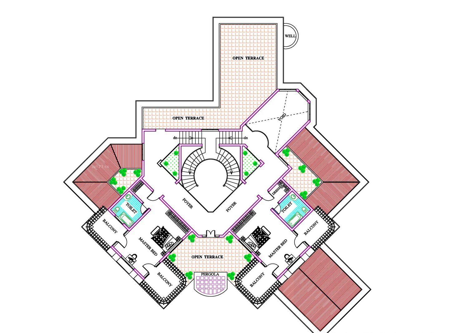 最新120平米别墅空中花园设计图纸