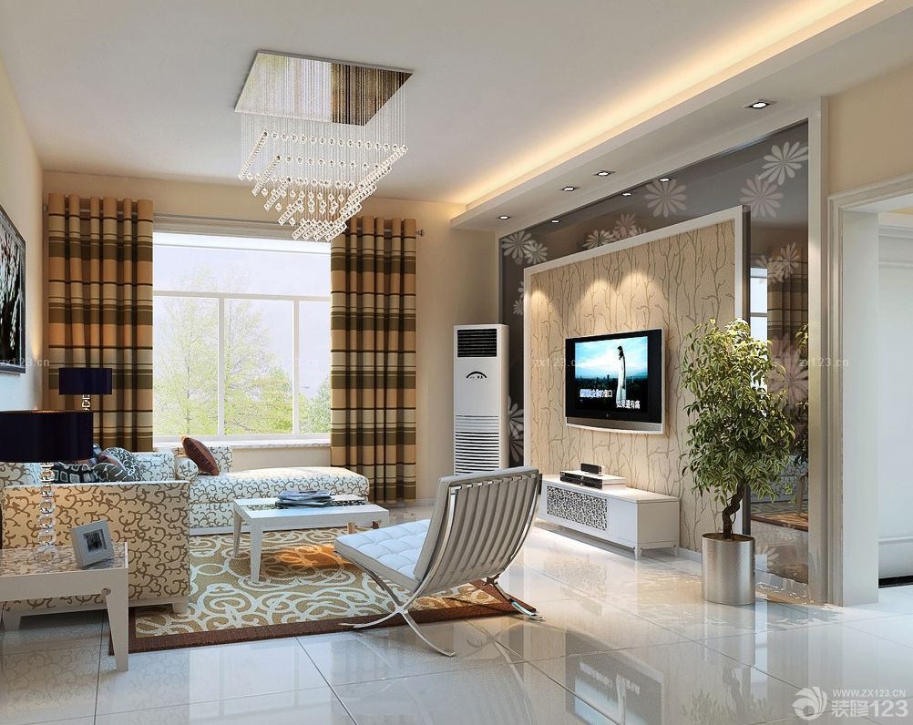 现代风格90平米新房客厅装修效果图片大全