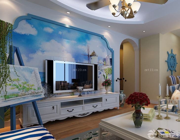 地中海风格家居客厅电视背景墙设计图片大全