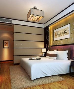 70-80平米房屋中式卧室床头背景墙装修效果图欣赏