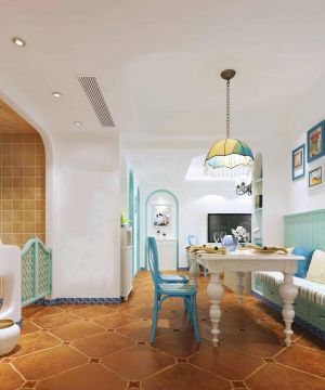 地中海风格70-80平米房屋餐厅设计装修效果图片