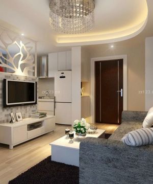 70-80平米房屋电视墙隔断装修效果图片