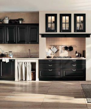 2023最新时尚经典厨房黑色橱柜设计效果图