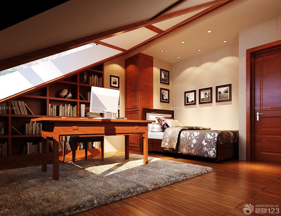 70平米带阁楼小户型阁楼书房装修效果图