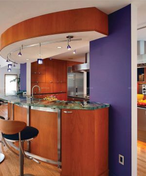 最新时尚绚丽120平米家庭开放式厨房吧台设计效果图