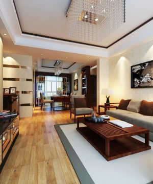 80平方客厅中式实木沙发简单装修效果图片